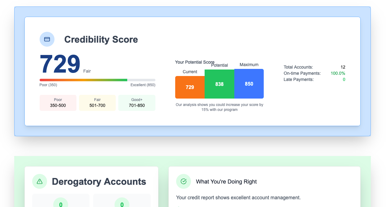 Credit roadmap analysis dashboard